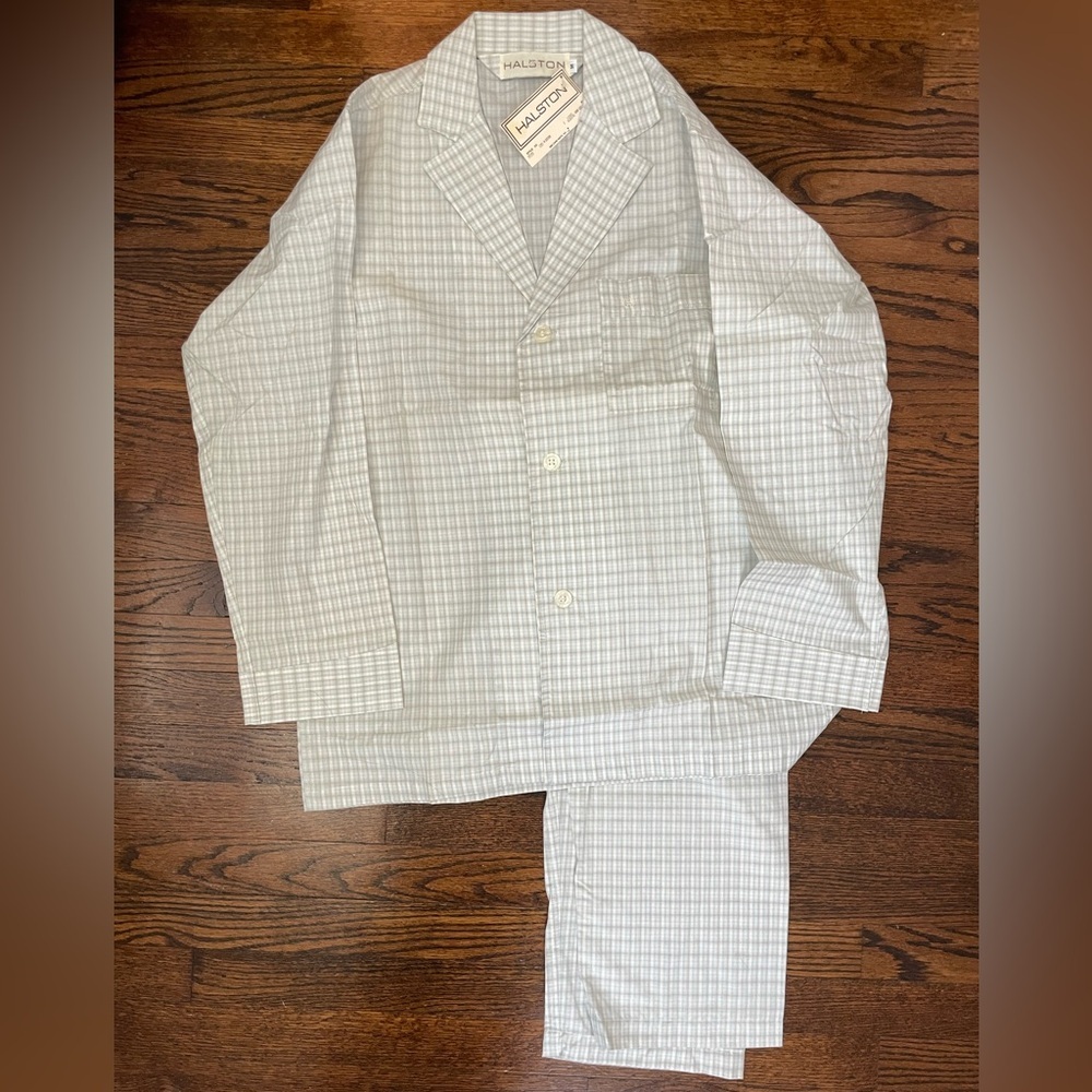 Vintage HALSTON Men’s Cotton Plaid Pajama Set – Size M – New With Tags